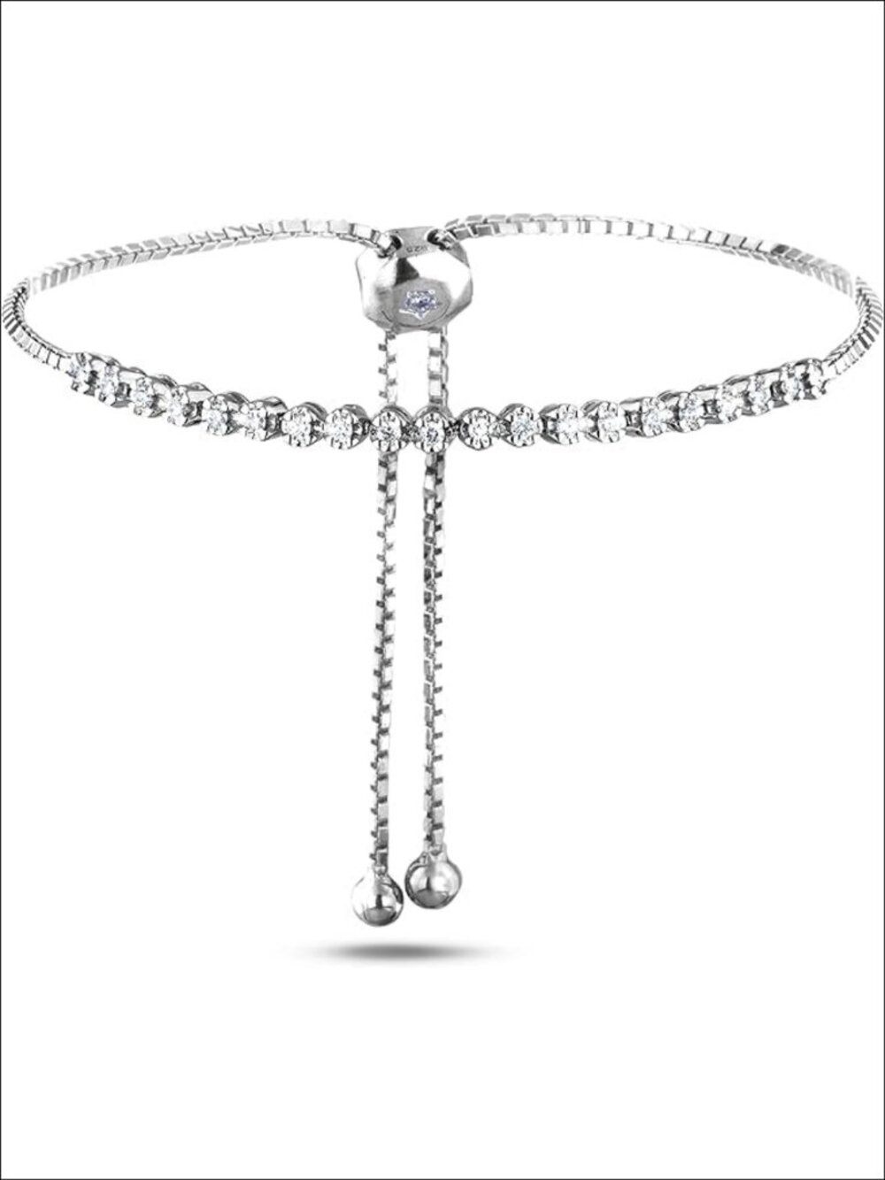 Sterling Silver Canadian Diamond Bolo Charm Bracelet Adjustable